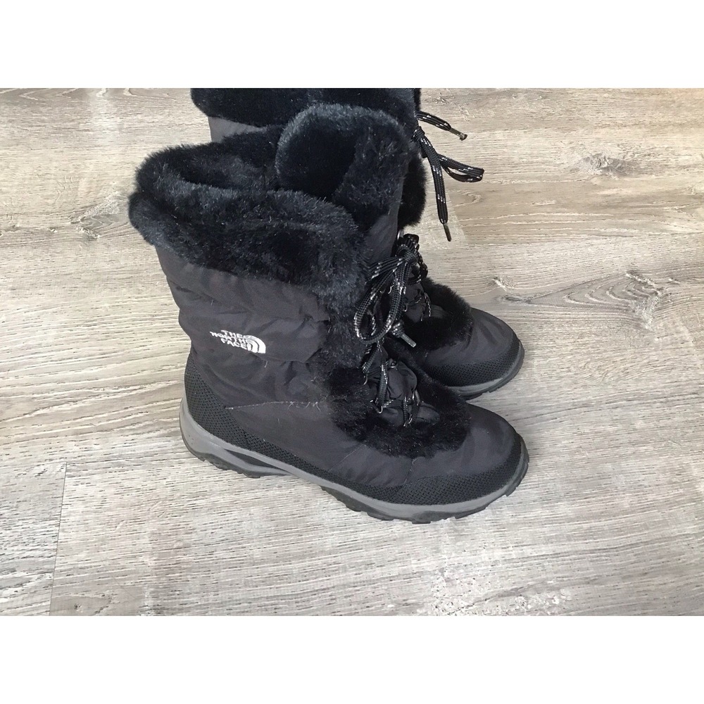 The North Face Womens 9.5 Icepick Nuptse Goose Down Filled Winter Boots Black